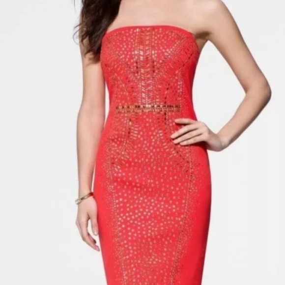 Cache Red Strapless Cocktail Dress Size 8 - Picture 5 of 16